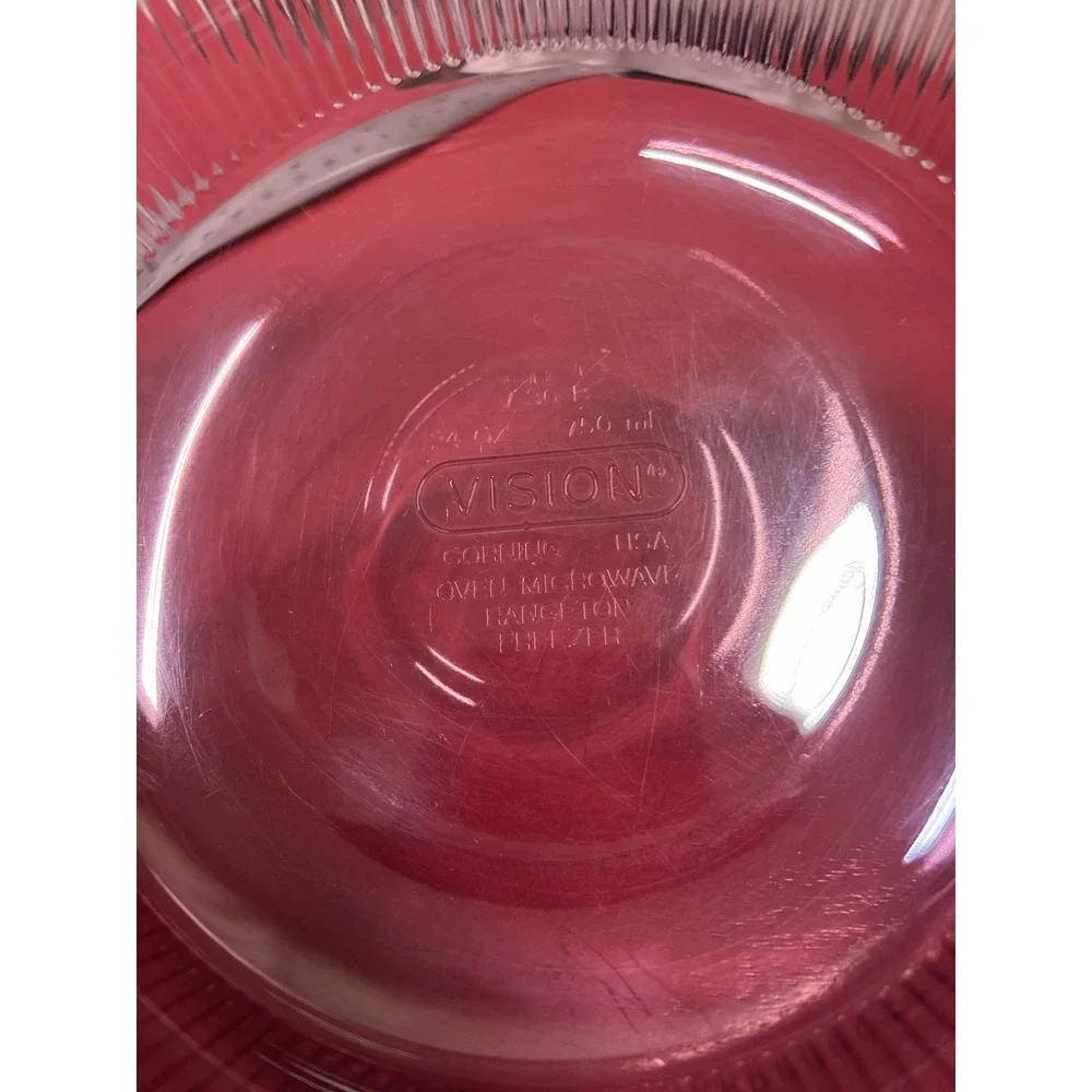 Set Of 2 CORNING WARE VISION CRANBERRY‎ OPEN 1 QUART, 24oz Casserole Dishes